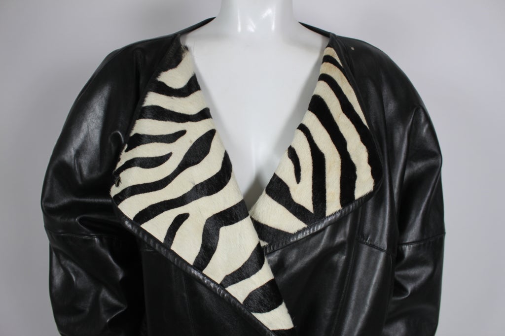 Claude Montana Leather Jacket w Zebra Ponyhair Lapel 4