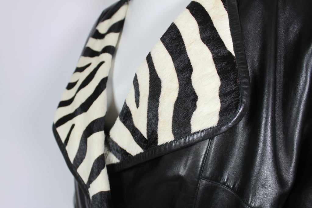 Claude Montana Leather Jacket w Zebra Ponyhair Lapel 5