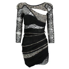 Balmain Rhinestone and Zipper  Dress