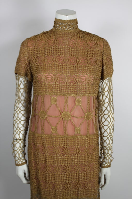 Chloe Glittering Gold Crochet Lame Illusion Gown, 1980s 3