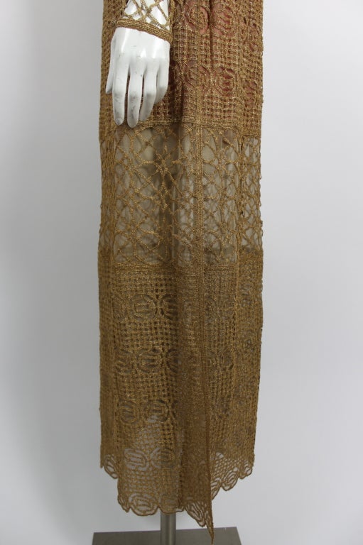 Chloe Glittering Gold Crochet Lame Illusion Gown, 1980s 4