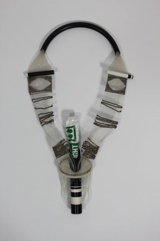 Women's Punk Inspired Woven Metal and Plastic Glostick Necklace For Sale