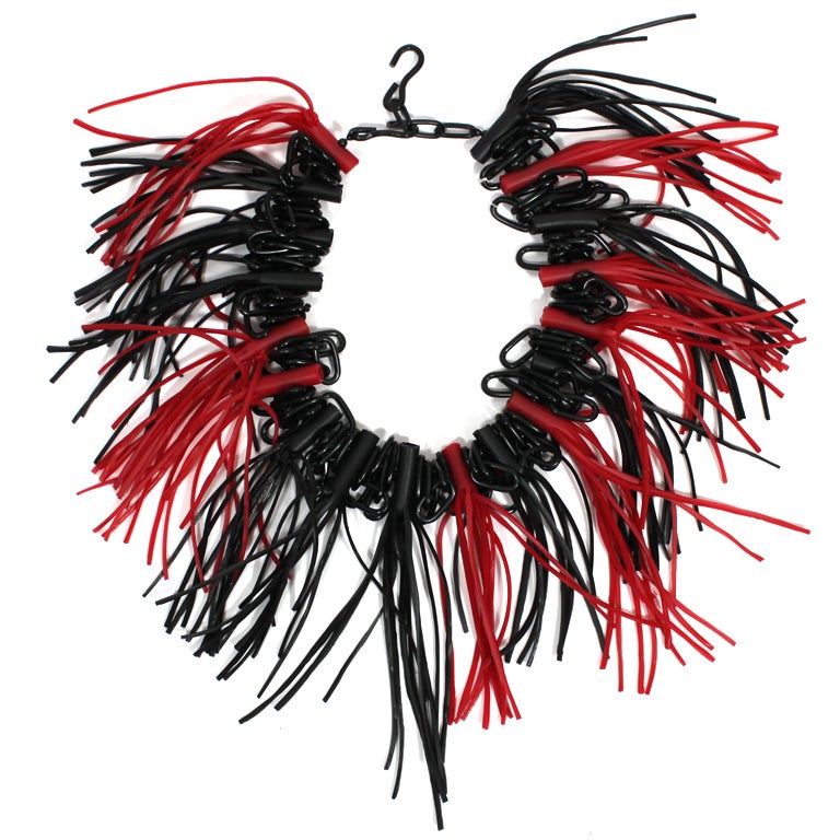 Punk Inspired Rubber Cord Necklace on Gathered Chain