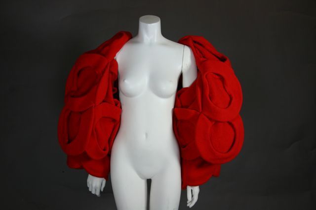 Women's Castelbajac 1980s Whimsical Red Felt Beret Coat For Sale