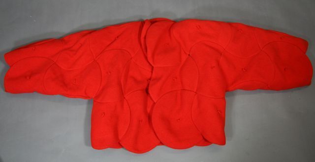 Castelbajac 1980s Whimsical Red Felt Beret Coat For Sale 1