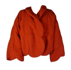 Castelbajac 1980s Whimsical Red Felt Beret Coat
