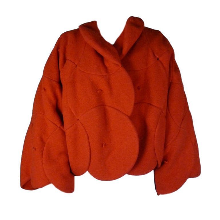 Castelbajac 1980s Whimsical Red Felt Beret Coat For Sale