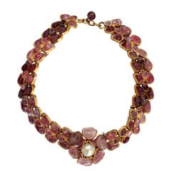 CHANEL Gripoix Gilt Poured Glass Necklace