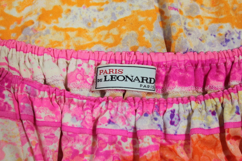 Leonard 1980s Rainbow Painterly Silk Jersey Dress with Belt For Sale 4