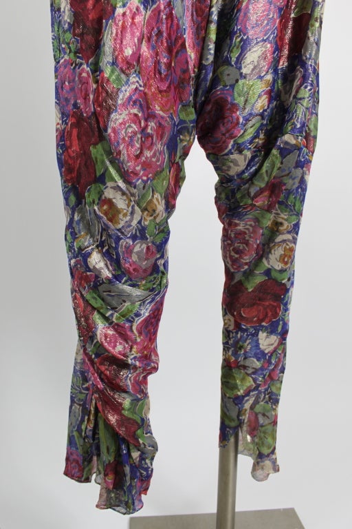 Avant Garde 1930s Floral Lamé Jumpsuit In Excellent Condition For Sale In Los Angeles, CA