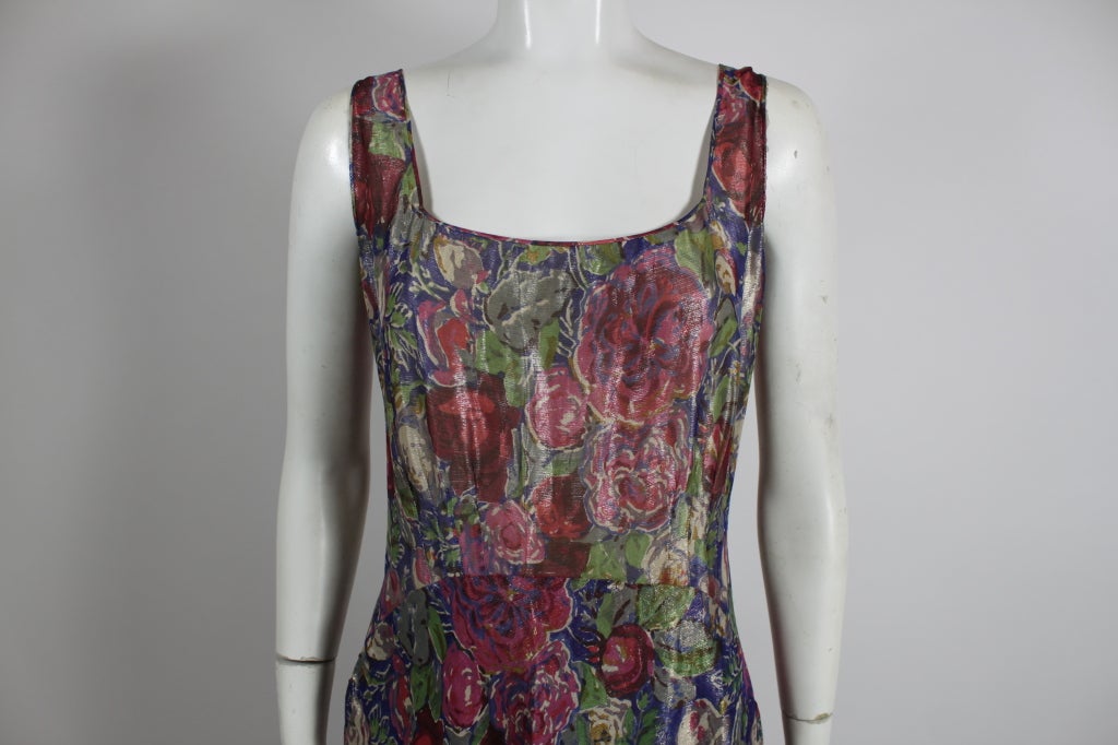 Women's Avant Garde 1930s Floral Lamé Jumpsuit For Sale