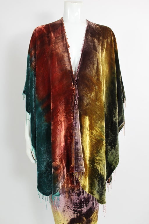 Sant'Angelo 1970s Rainbow Velvet Ensemble with Beaded Fringe at 1stDibs