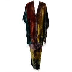 Sant'Angelo 1970s Rainbow Velvet Ensemble with Beaded Fringe