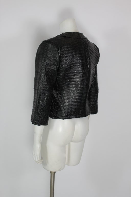 Black Crocodile Leather Jacket, Custom Made For Sale 1
