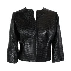 Black Crocodile Leather Jacket, Custom Made