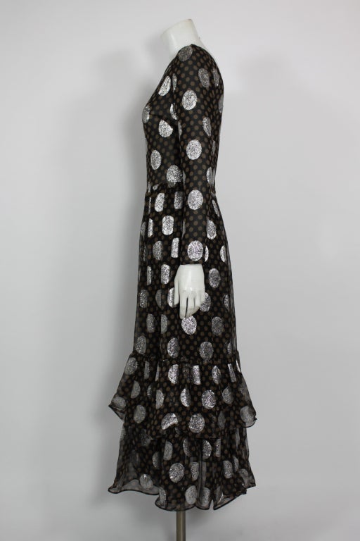 Lanvin Lurex Polka Dot Dress with Ruffled Hem 1