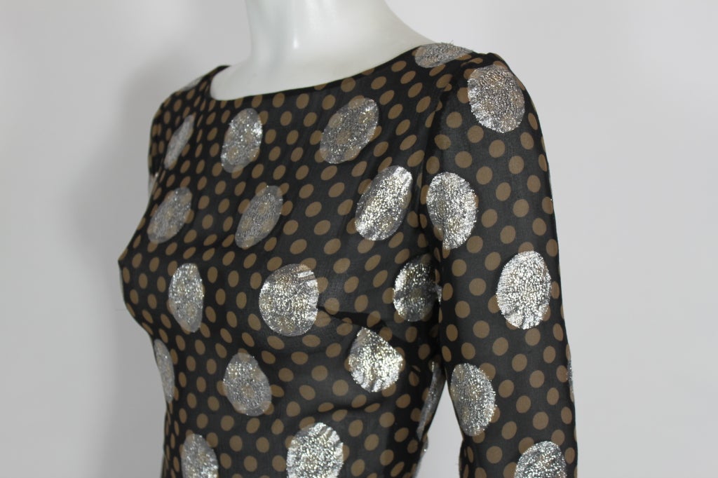 Lanvin Lurex Polka Dot Dress with Ruffled Hem 3