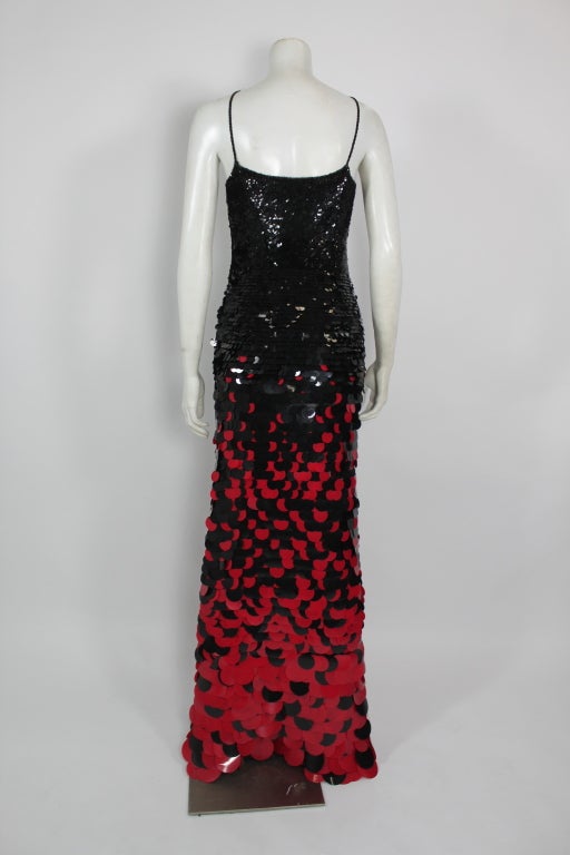 1980s Gown with Oversized Black and Red Paillettes 2