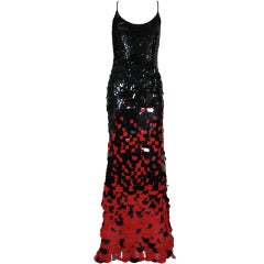 1980s Gown with Oversized Black and Red Paillettes
