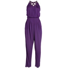 Genny by VERSACE 1980s Plum Pleated Jumpsuit