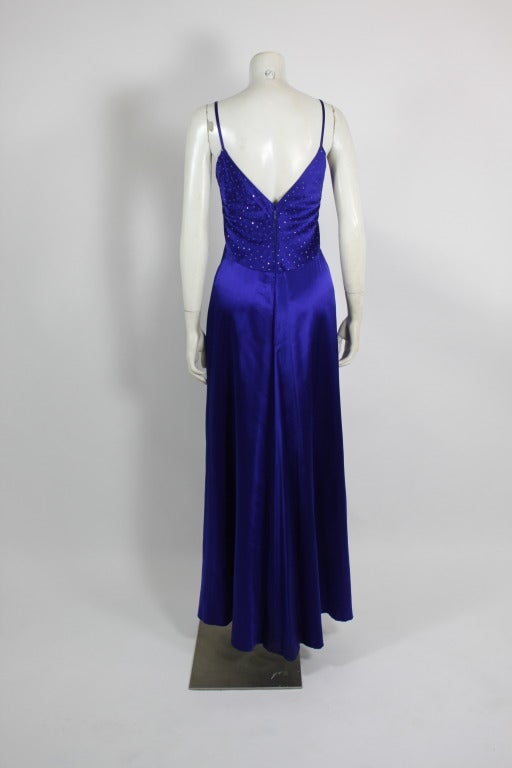 Women's Christian Dior Jeweltone Blue ENSEMBLE - Gown with Caftan For Sale