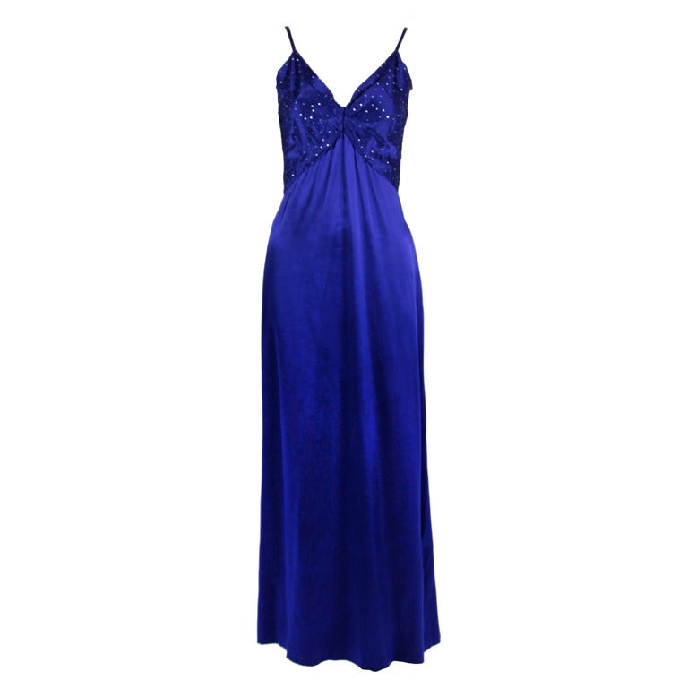 Christian Dior Jeweltone Blue ENSEMBLE - Gown with Caftan For Sale