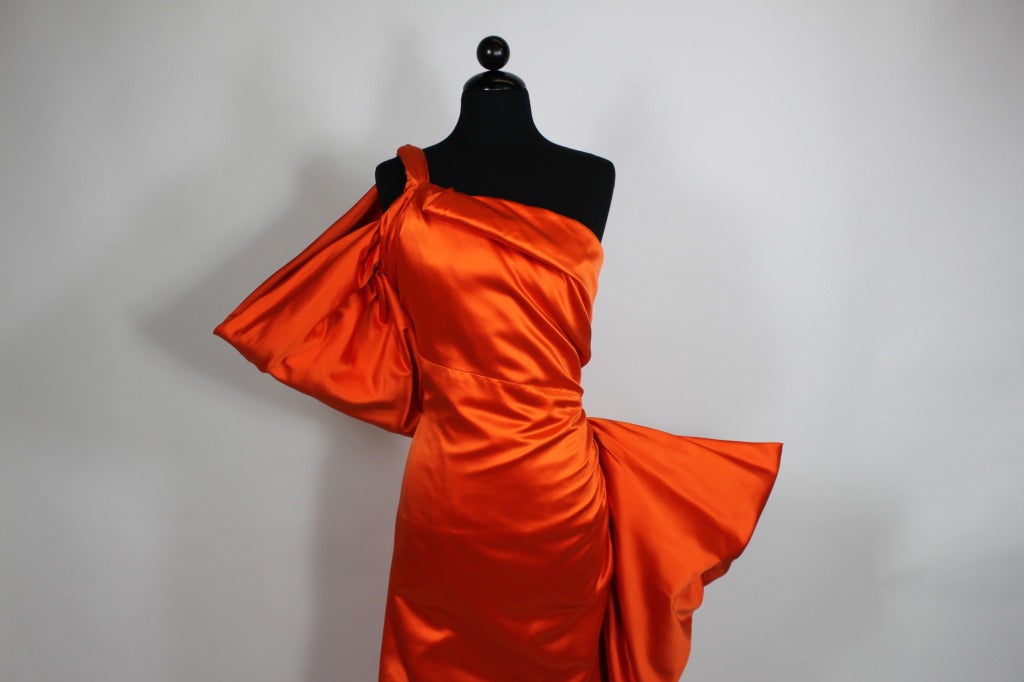 Red Jacqueline de Ribes Tangerine Architectural Gown For Sale