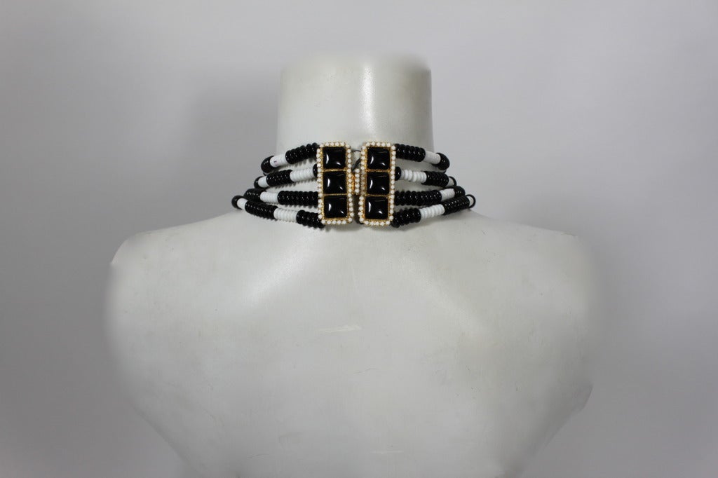 Women's William de Lillo 1960s Black & White Collar Necklace with Earrings