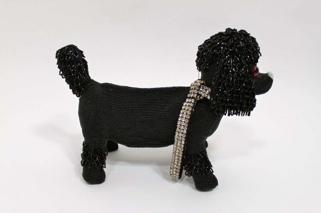 1950s/60s Walborg Beaded Poodle Clutch In Excellent Condition In Los Angeles, CA