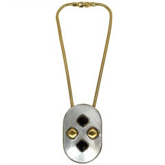 Pierre Cardin Mod Pendant Necklace with Gold Chain