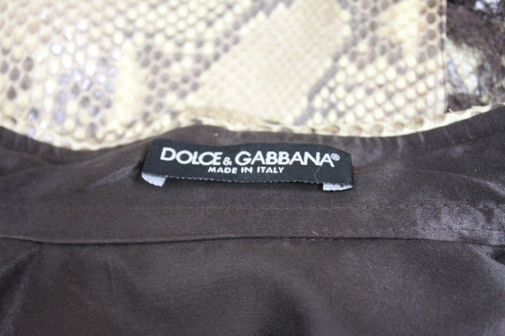 Dolce and Gabbana Chocolate Brown Lace and Python Snakeskin Safari