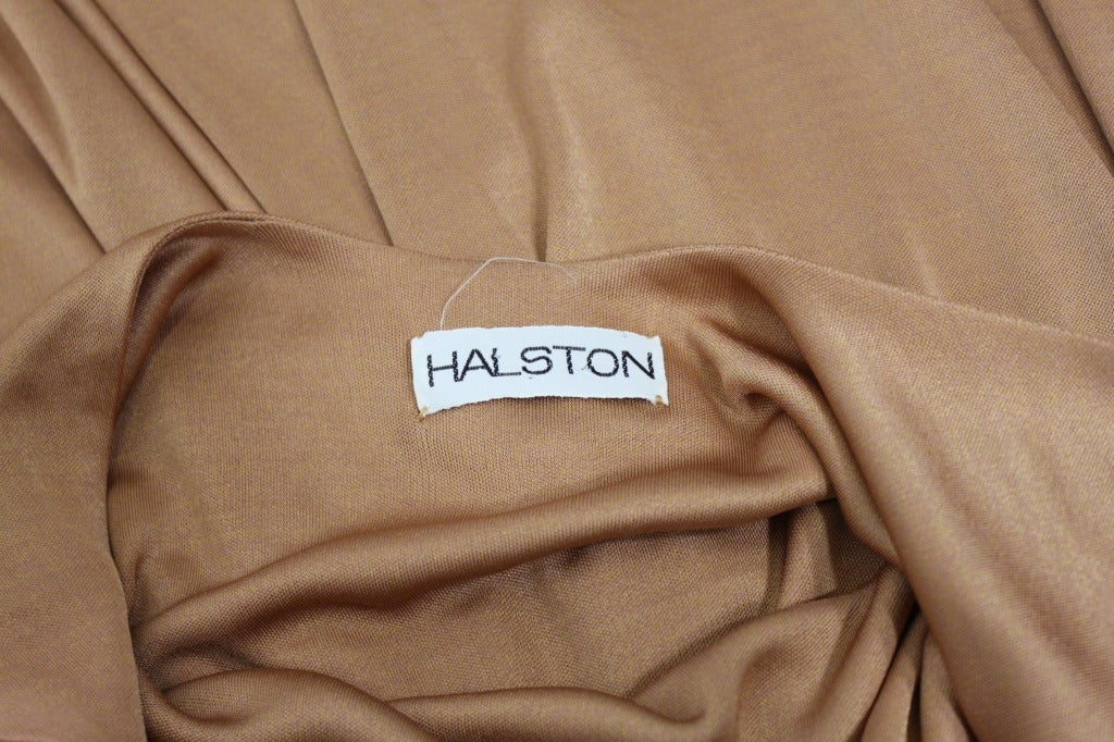 1970s Halston Bronze Silk Jersey Gown 2