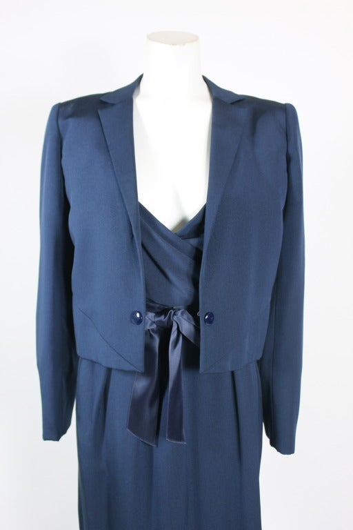 Christian Dior 1984 Couture Silk Gown with Jacket For Sale 1