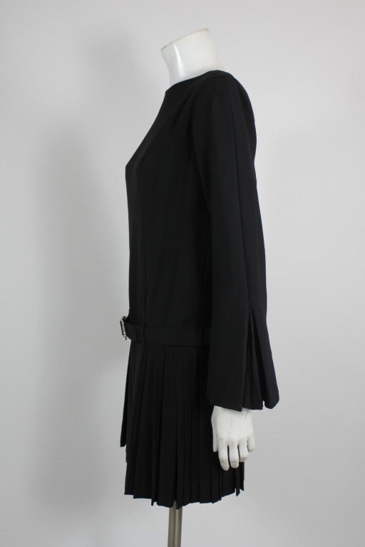 black dress with rhinestone belt