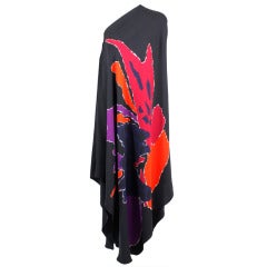 Galanos Asymmetrical Abstract Floral Caftan