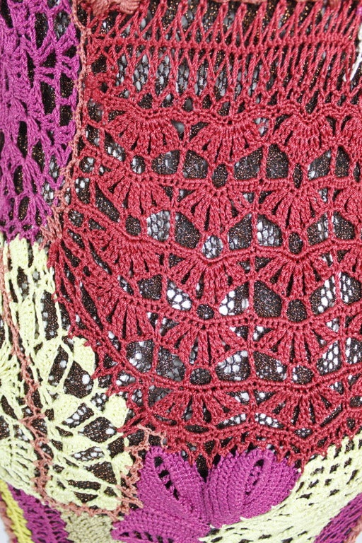 Christian Lacroix 1990s Rainbow Crochet Gown with Glittering Appliqué 5