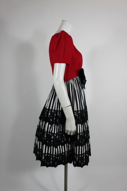 1980s Adele Simpson Striped Party Dress In Excellent Condition In Los Angeles, CA