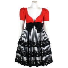 1980s Adele Simpson Striped Party Dress
