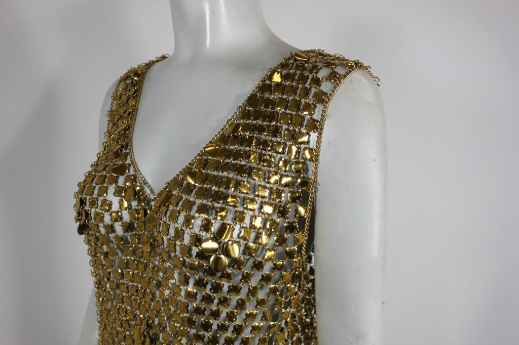 1960s Gold Paillette Chain Linked Gown In Good Condition In Los Angeles, CA