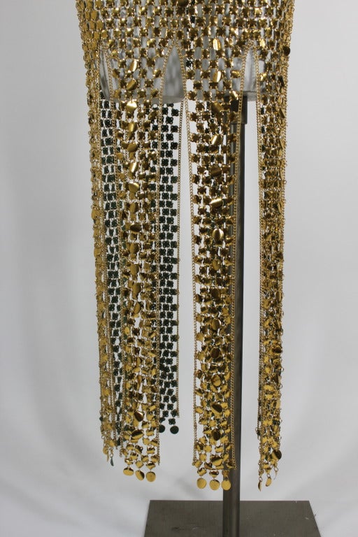 Women's 1960s Gold Paillette Chain Linked Gown