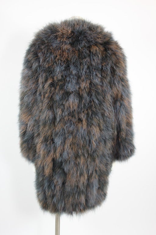 YSL Blue and Brown Marble Maribou Coat 1