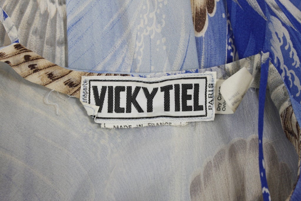 1990s Vicky Tiel Blue Crane Print Ensemble 5