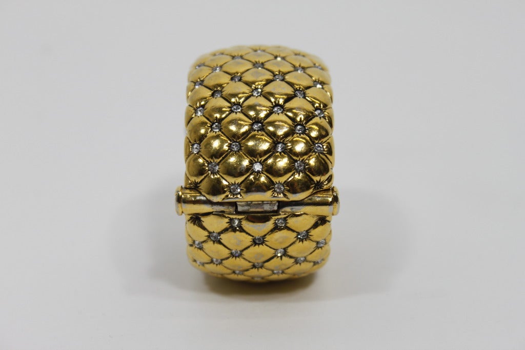 Goossens Paris 1960s Couture Goldtone Quilted Cuff Bracelet For Sale 2
