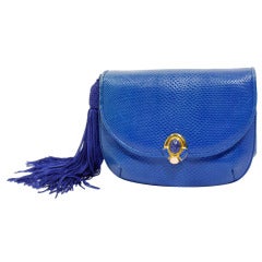 Judith Leiber Cobalt Blue Evening Bag with Tassel