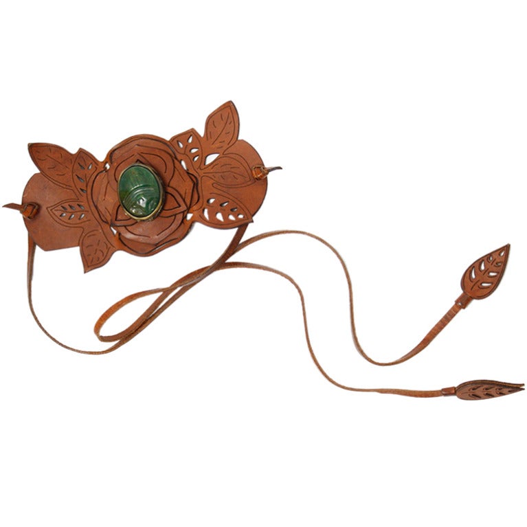 Valentino Gemstone Laser-Cut Leather Belt