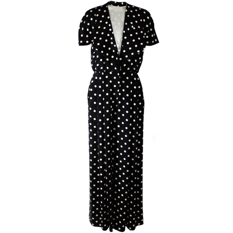 1990s Galanos Polka-Dot Jacket 
Jumpsuit Set