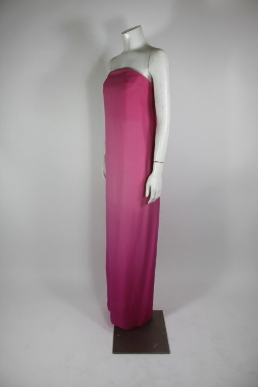 Pink Chado Ralph Rucci Rose Ombré Chiffon Strapless Gown For Sale