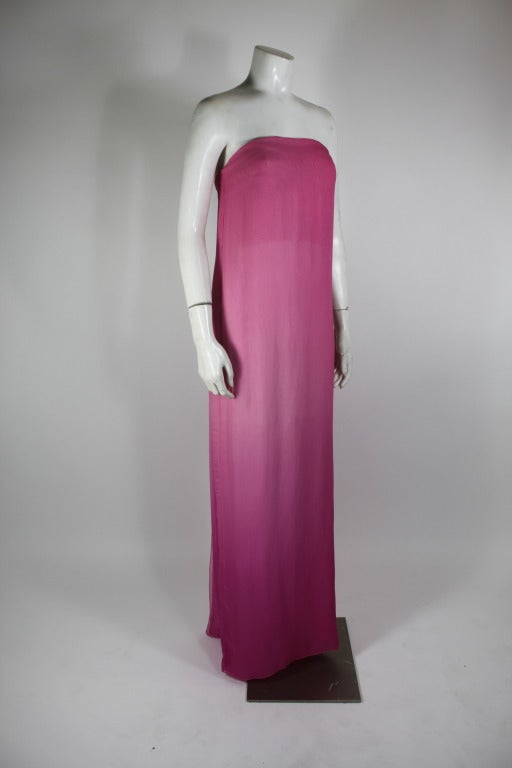 Women's Chado Ralph Rucci Rose Ombré Chiffon Strapless Gown For Sale