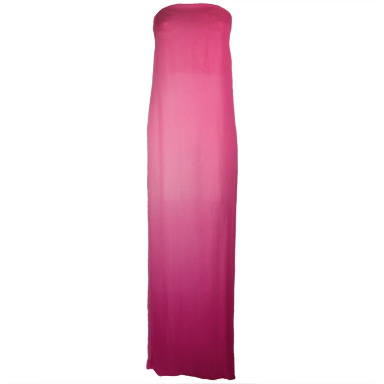 Chado Ralph Rucci Rose Ombré Chiffon Strapless Gown For Sale