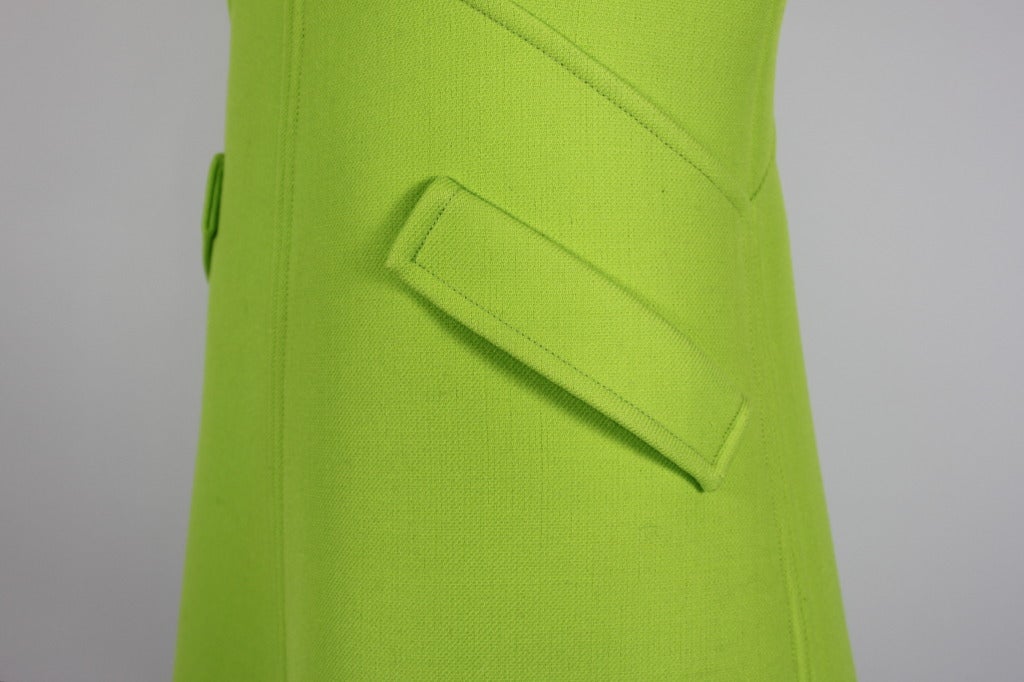 1960s Courreges Iconic Electric Green Wool Minidress 4